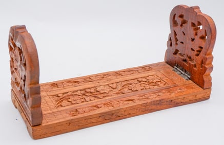 Vintage Hand Carved Expandable Book Rack