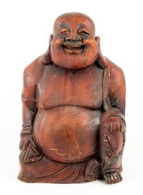 Laughing Buddha Wood Carving