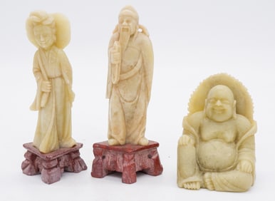 Three Small Carved Soapstone Figures