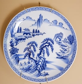 Large Blue and White Porcelain Charger