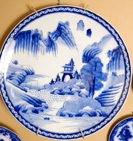 Hand-Painted Blue and White Porcelain Charger