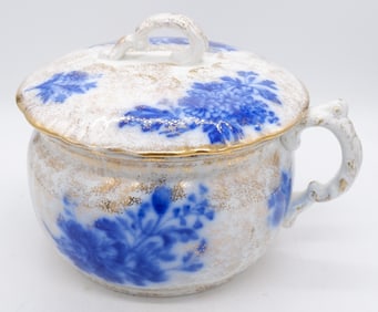 Blue and White Covered Tureen with Gilt Detailing