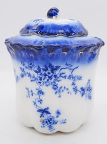 Blue and White Ceramic Lidded Jar