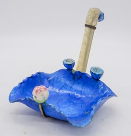 Antique Chinese Enameled Ladle with Light Jade Handle