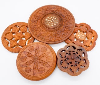 Five Carved Wooden Bases