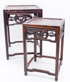 Two Square Wooden Display Stands