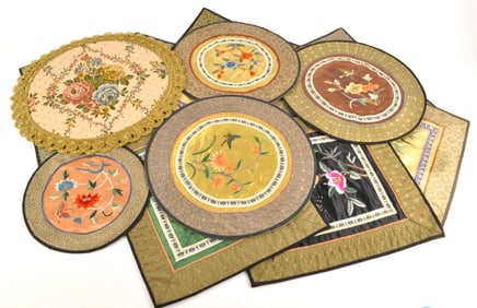 Vintage Chinese Silk Embroidered Mats