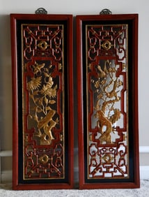 Two Asian Themed Wooden Panels