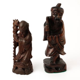 Two Wooden Asian Figures