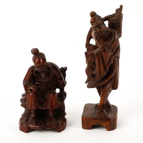Two Wooden Asian Figures