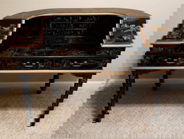 Chinese Black Lacquered Desk