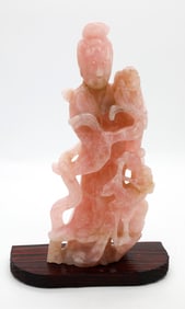 Rose Quartz Guanyin Carving