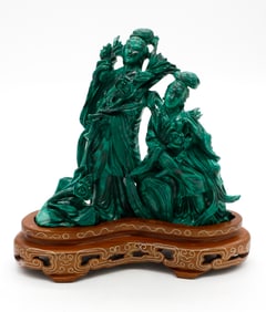 Malachite Carving of Two Figures