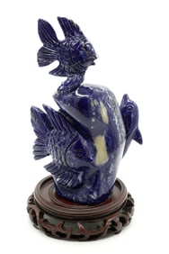 Lapis Fish and Dolphin Carving