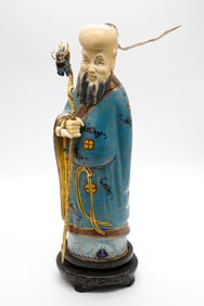 Antique Chinese Cloisonne Longevity Star Statuary