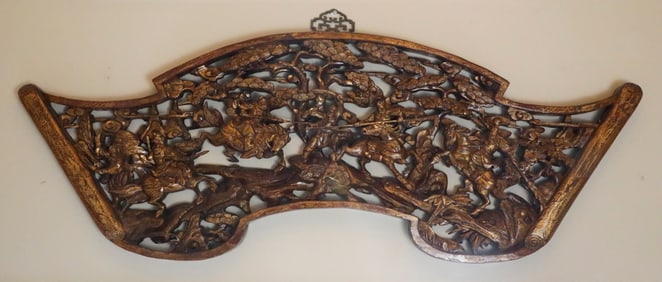 Asian Giltwood High Relief Panel