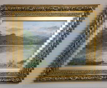 Original Oil Painting Depicting Lakeside Scene