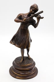 Cast Bronze Statue of Girl Playing the Violin