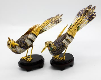 Pair of Cloisonne Birds