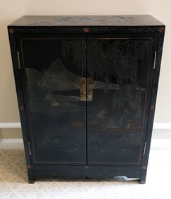 Mid-Century Modern Chinese Black Lacquered Cabinet