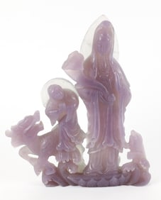 Large Lavender Hand Carved Fluorite Statue