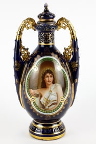 Royal Vienna Hand Painted Double Handled Urn