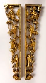 Two Hand Carved Giltwood Panels