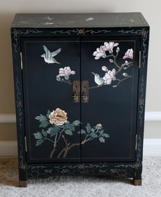 Diminutive Black Lacquered Chinese Cabinet