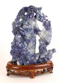 Lapis Carving of Immortal with Boy and Fish