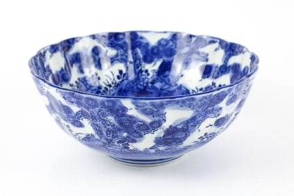 Flow Blue Scalloped Edge Porcelain Bowl