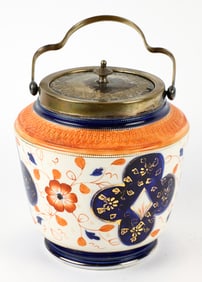 Antique William Wood & Co. Hand Painted Porcelain Biscuit Jar