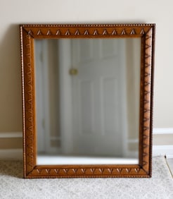 Rectangular Wall Mirror with Carved Wood Frame