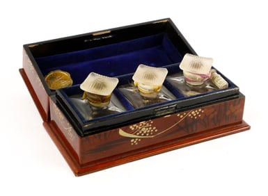 Vintage Vantines Incense Oil Set in Lacquered Box