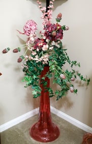 Tall Red Art Glass Floor Vase