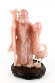 Rose Quartz Carving of Shou Lao