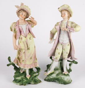 Pair of Hand Painted Bisque Figurines