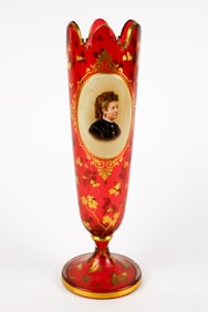 Moser Style Glass Portrait Vase