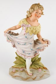 Bisque Porcelain Dancing Girl Figurine