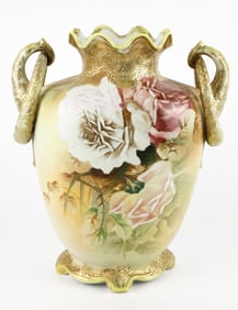 Nippon Floral and Gold Vase