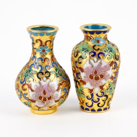 Two Miniature Cloisonne Vases