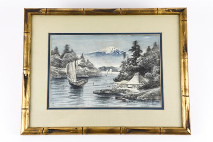 Framed Hand Painted Silk Textile