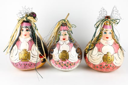 Three Painted Gourds