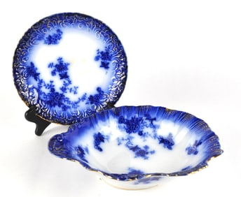 La Belle Flow Blue Plate and Fruit Bowl
