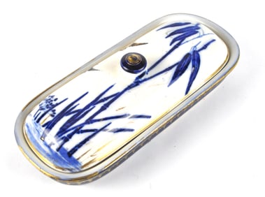 Vintage Flow Blue Rectangular Covered Dish