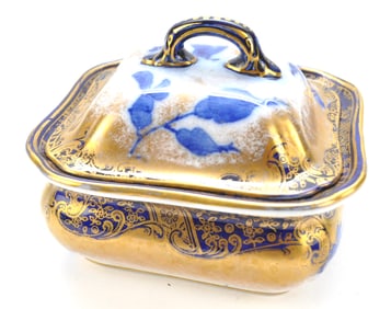 Doulton Burslem Flow Blue Covered Soap Dish
