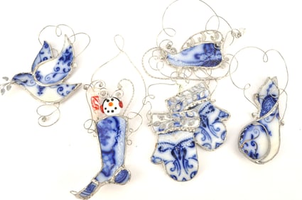 Five Flow Blue Ornaments