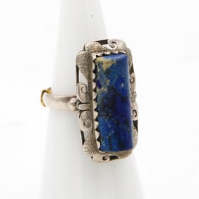 Sterling and Lapis Southwest Style Ring