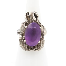 Sterling and Amethyst Southwest Style Ring