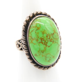 Sterling and Green Turquoise Southwest Style Ring