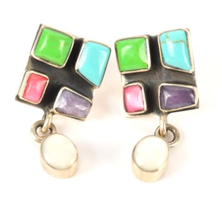 Colorful Geometric Sterling Earrings